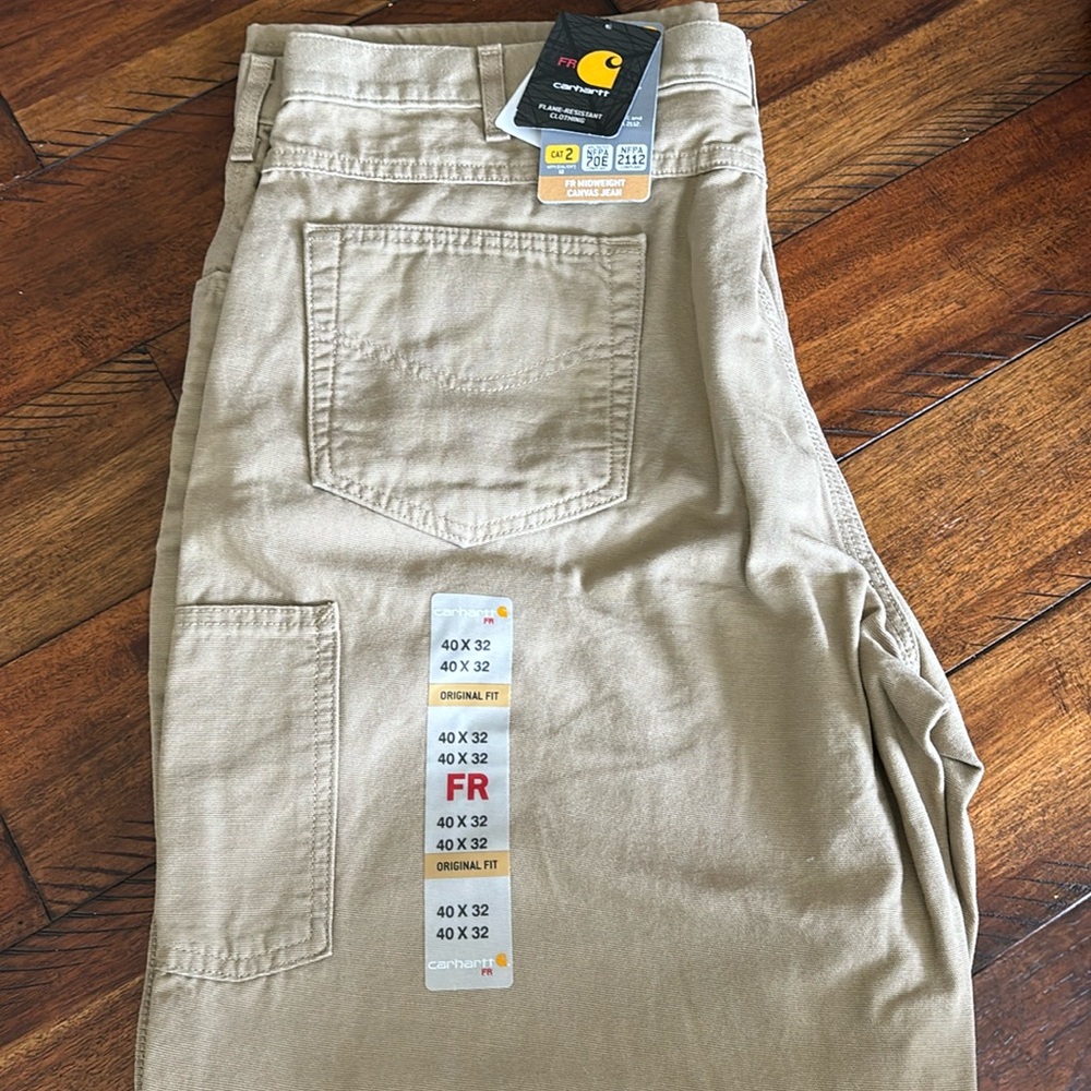 Mens NWT original fit carhartt khaki lightweight canvas jeans